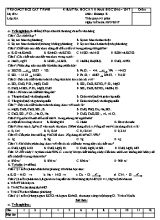 Đề kiểm tra học kỳ II môn Hóa học Lớp 8 - Năm học 2016-2017 - Trường THCS Cát Trinh